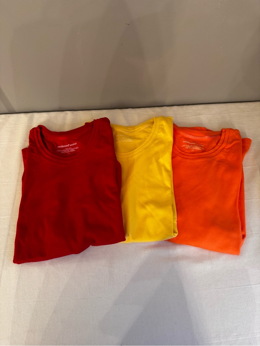 Westbound Women’s Crewneck T-Shirt - Red, Yellow, Orange 1X